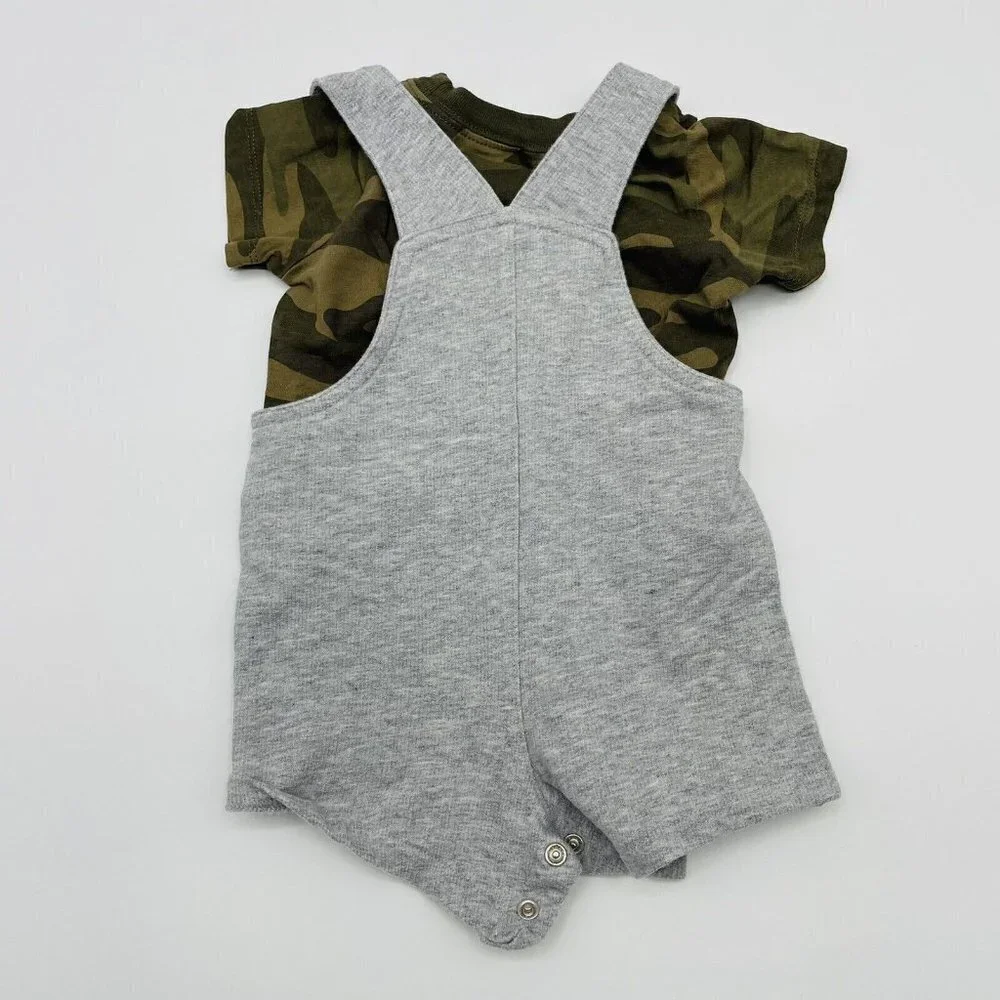 Carters Infant Boys Size 6 Months 2 Piece Dinosaur Expert Overalls Set Gray 1278